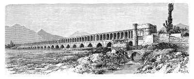 The bridge across the Zendeh-Rud, Isfahan, Iran, 1895 by Unbekannt