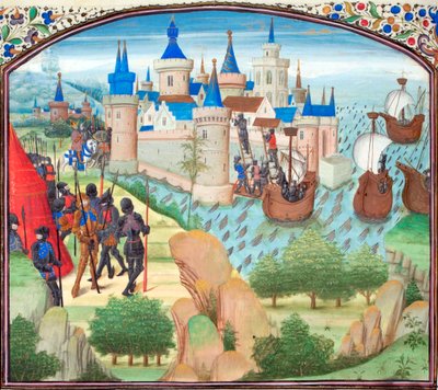 The Capture of Constantinople by Land and Sea in 1204 (Miniature from the Historia by William of Tyre) by Unbekannt