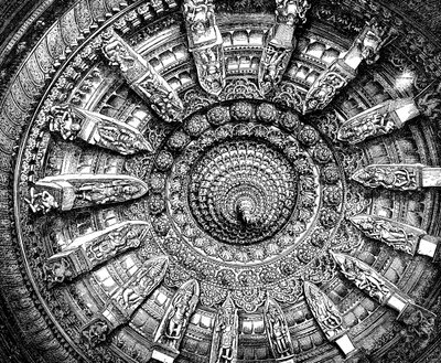 The ceiling of a Jaina sanctuary in Mount Abu, Rajasthan, India by Unbekannt