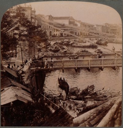 The Centre of Traffic - Singapore River and Kavanagh Bridge, from Surveyors Office, Singapore by Unbekannt