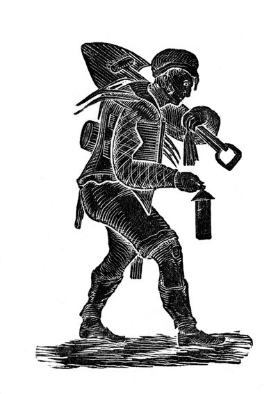 The coal miner carrying his tools and safety lamp, 1890 by Unbekannt