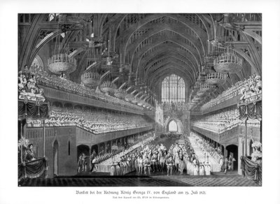 The coronation banquet of George IV at Westminster Hall, London, 19 July 1821 by Unbekannt