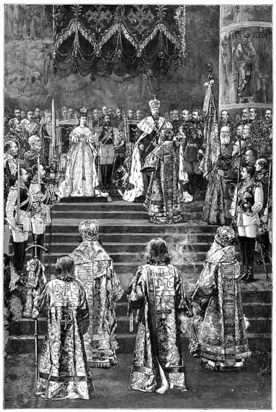 The coronation of Emperor Alexander III and Empress Maria Fyodorovna by Unbekannt