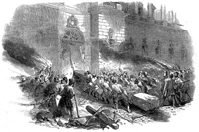 The Crowd Storming the Arsenal in Berlin, Revolution in Prussia, March 1848 by Unbekannt