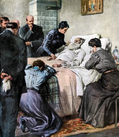 The death of Leo Tolstoy, Russian author and philosopher by Unbekannt