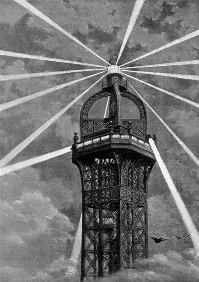 The electric light on top of the Eiffel Tower, Paris by Unbekannt