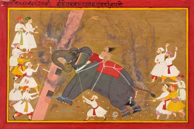 The Elephant Khanderao Bahadur Killing Sham Mahavat, ca. 1700 by Unbekannt