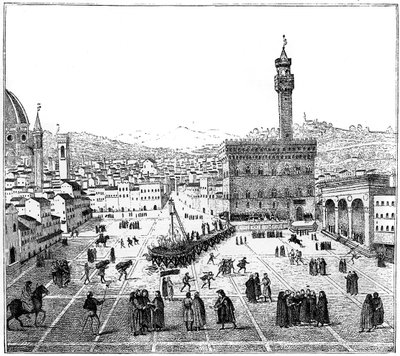 The Execution of Girolamo Savonarola in the Piazza Della Signoria, Florence, 1882 by Unbekannt
