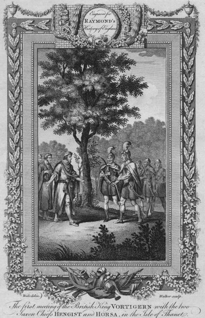 The First Meeting of the British King Vortigern with the Two Saxon Chiefs Hengist and Horsa, c1787 by Unbekannt