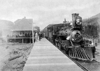 The First Regular Trans-Continental Train at Fernie, British Columbia, Canada by Unbekannt
