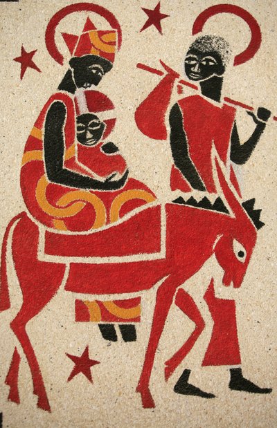 The Flight to Egypt, Fresco Designed and Painted in 1963 by Dom Georges Saget, Keur Moussa Abbey Church, Keur Moussa, Senegal by Unbekannt