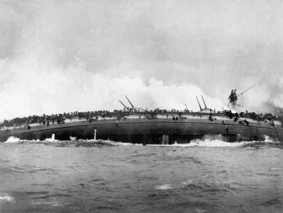The German Armoured Cruiser SMS Blücher Sinks After Receiving Multiple Hits from British Warships by Unbekannt