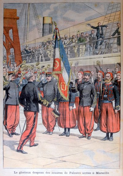 The glorious flag of the zouaves of Palestro arrives in Marseilles, 1903 by Unbekannt