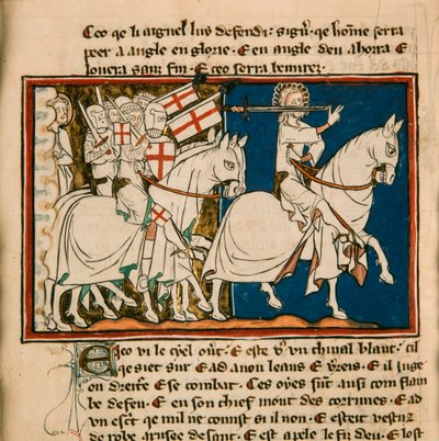 The great king on a white horse. Miniature from: Apocalypse de saint Jean by Unbekannt