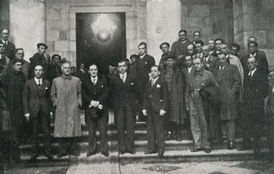 The head of the Basque government (or lehendakari) Jose Antonio Aguirre and members of the government, Barcelona by Unbekannt