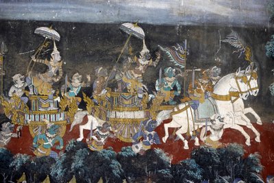 Murals depicting stories from the Reamker in the Silver Pagoda compound walls, Cambodia by Unbekannt