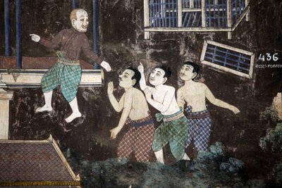 The Interior of the Silver Pagoda Compound Walls Covered with Murals Depicting Stories from the Reamker (Khmer Version of the Ramayana) by Unbekannt