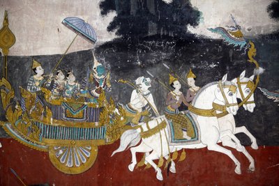 The Interior of the Silver Pagoda Compound Walls is Covered with Murals Depicting Stories from the Reamker, i.e., the Khmer Version of the Classic Indian Epic, the Ramayana. Some Sections of the Murals are Deteriorated and Weather Damaged. by Unbekannt