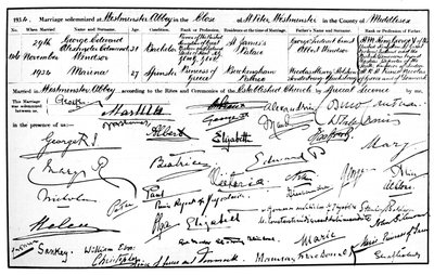 The marriage certificate of the Duke and Duchess of Kent by Unbekannt