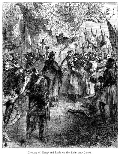The meeting of King Henry III of England and King Louis IX of France on the plain near Gisors by Unbekannt