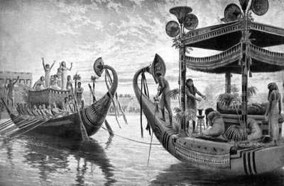 The mummy of Tutankhamun crossing the Nile for the last time, Egypt by Unbekannt