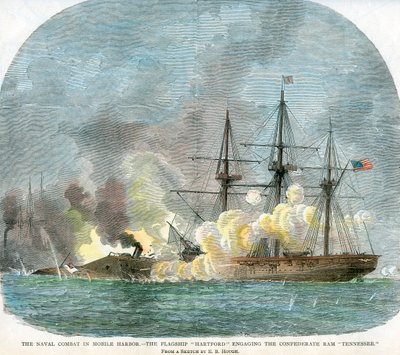 The naval combat in Mobile Harbour, Alabama, American Civil War, 5 August 1864 by Unbekannt