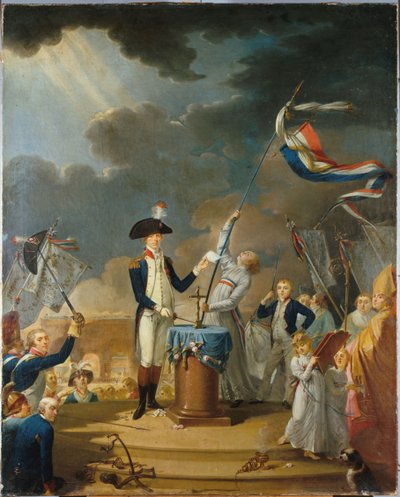 The oath of La Fayette at the Festival of the Federation, 14 July 1790 by Unbekannt