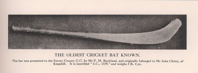 The oldest cricket bat known by Unbekannt