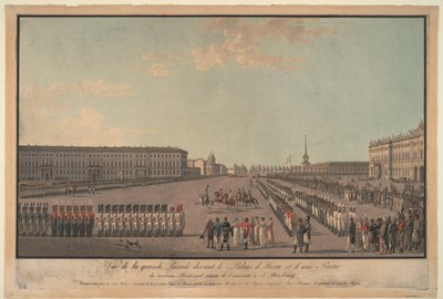 The parade in front of the Winter Palace in St. Petersburg, 1799 by Unbekannt