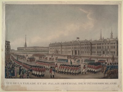 The Parade in Front of the Winter Palace in St. Petersburg in 1812 by Unbekannt