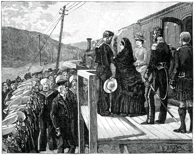 The queen presenting the Albert Medal to coastguard George Oatley by Unbekannt