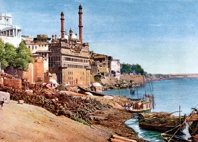 The River Ganges and the Burning Ghats at Benares Varanasi, India by Unbekannt