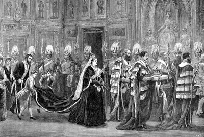 The Royal Procession in Westminster Palace on the Way to the House of Lords by Unbekannt
