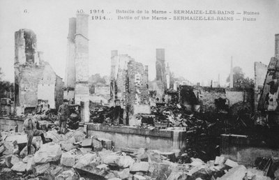 The Ruins of Sermaize-Les-Bains, France, Battle of the Marne, World War I, 1914 by Unbekannt