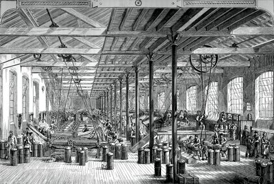 The spinning room in the Shadwell rope works, c1880 by Unbekannt