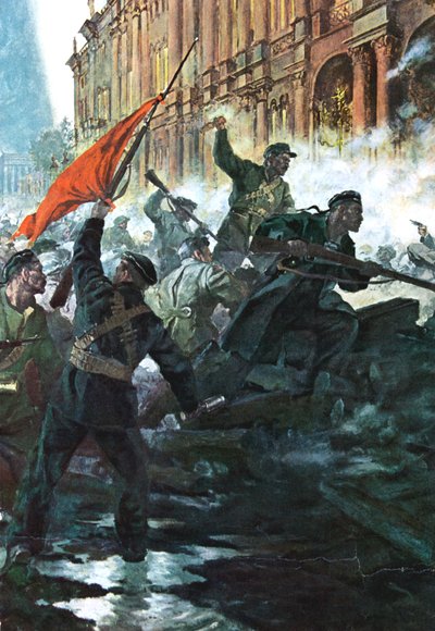 The storming of the Winter Palace, St Petersburg, Russian Revolution, October 1917 by Unbekannt