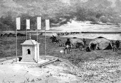 The Tomb of a Lama and an Encampment, Mongolian Desert, c. 1890 by Unbekannt
