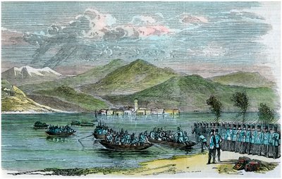 The War, Austrians Crossing the Lago Maggiore, Italy by Unbekannt
