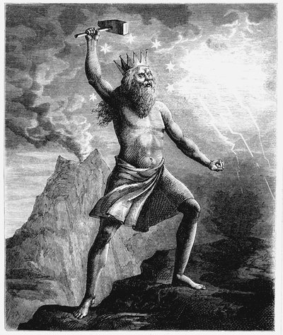 Thor, God of Thunder in the Scandinavian Pantheon, Wielding His Hammer by Unbekannt
