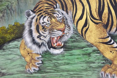 Tiger Painting at Bongeunsa Temple, Seoul, South Korea by Unbekannt