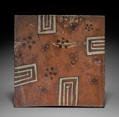 Tile: Red Oribe Ware, Platform for Tea in Summer, c. 1600 by Unbekannt