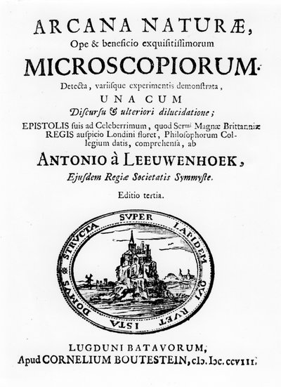 Title page of Microscopium by Dutch microscopist Anton van Leeuwenhoek by Unbekannt