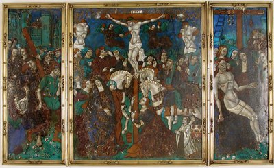 Triptych with The Way to Calvary, Crucifixion, and Descent from the Cross by Unbekannt