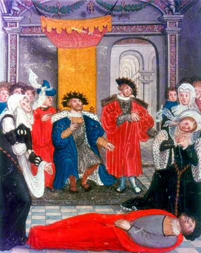 Trojan War: King Priam of Troy mourning over the body of his son Hector, 16th century by Unbekannt