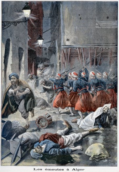 Troops Attempting to Clear Streets During Anti-Jewish Riots, Algiers, Algeria by Unbekannt