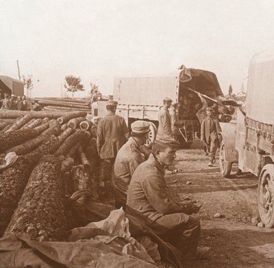 Trucks on the Voie Sacrée, Verdun, Northern France, c. 1914-1918 by Unbekannt