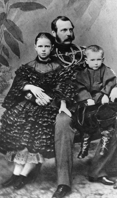 Tsar Alexander II of Russia with his daughter Maria and son Sergei, c1860-c1862 by Unbekannt