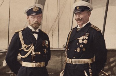 Tsar Nicholas II and Kaiser Wilhelm II in Björkö, 1905 by Unbekannt