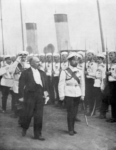 Tsar Nicholas II with French President Raymond Poincare, 1914 by Unbekannt