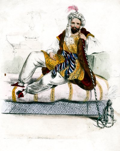 Turkish Man Smoking a Hookah by Unbekannt